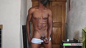 hot ebony handjob with big cock under february sun