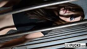 detained lily fingers her wet pussy in prison