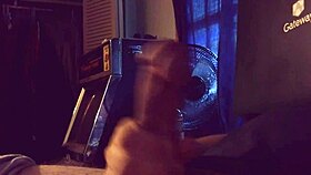 Allison moans stroking her big cock to cumshot.