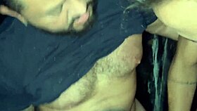 four guys fuck in dark room box at club