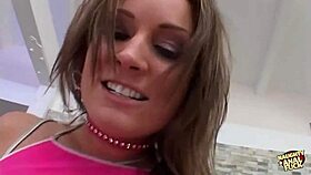 after he cums on one brunette's ass, he makes the other eat it