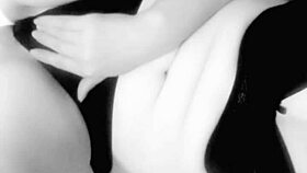 busty milf caresses herself in close up 😍