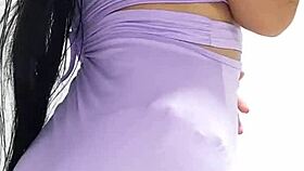 young latina with big natural tits gets on all fours for first time, he takes out all the milk with dirty talk