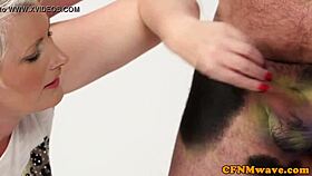 British femdom Holly Kiss teases while sucking hard cock