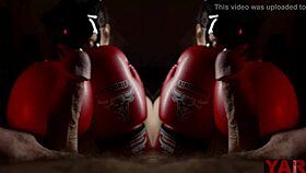 art blowjob with boxing gloves in cock duel