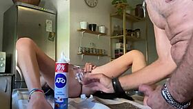 Eating creamy pussy right in the kitchen today