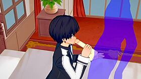 I'm kirito gettin' blowjob and bareback creampie as sissy crossdresser