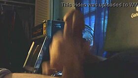 Allison moans stroking her big cock to cumshot.