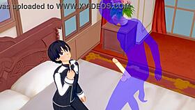 I'm kirito gettin' blowjob and bareback creampie as sissy crossdresser