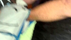 four guys fuck in dark room box at club