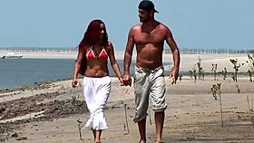 I’m stunned as this sexy redhead girl gets pounded at the beach.