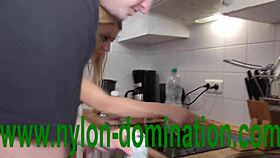 Nylon Domina Humiliates And Trains Housewife Slave With Spitting And BDSM