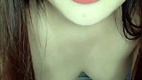 Pretty asian teen touches her horny pussy