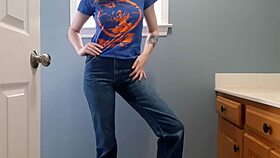 wetting my tight denim jeans in the bathroom 😱