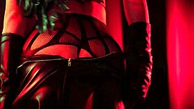 succubus cosplay girl sucks muscular guy's big cock then doggystyle creampie