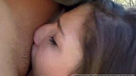 Blonde Teen and Latina Engage in Outdoor Threesome with Massive Cock for Public Agent