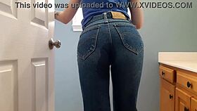 wetting my tight denim jeans in the bathroom 😱
