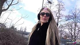 German Scout picks up blonde barkeeper in Berlin for anal model job