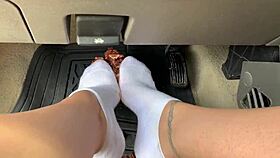 Dirty Feet In Socks Get Messy Pedal Pumping Action