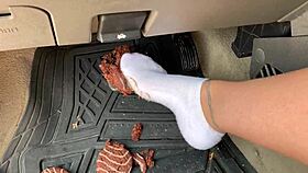 Dirty Feet In Socks Get Messy Pedal Pumping Action