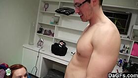 Dagfs Redhead Slut Rips Clothes For Hairy Pussy Squirting And Handjob!