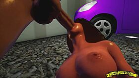 Blowjob in the parking lot part 2 with big cock creampie