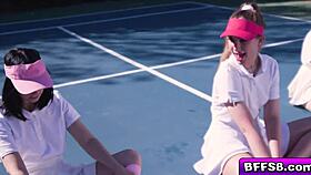 besties at tennis lesson fuck the stud outdoor