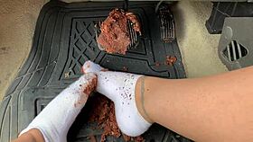 Dirty Feet In Socks Get Messy Pedal Pumping Action