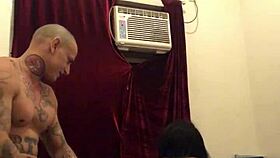 sexy little asian with tattoos riding passionately at home