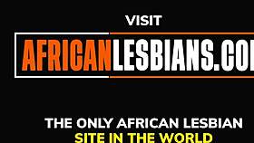 African lesbian girlfriends share steamy kisses and intense pussy eating
