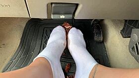 Dirty Feet In Socks Get Messy Pedal Pumping Action