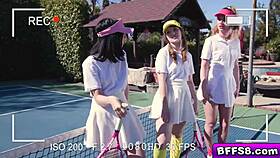 besties at tennis lesson fuck the stud outdoor