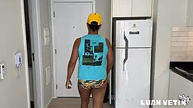 Visiting my friend leads to deepthroat, ass to mouth, and kissing.