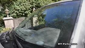 Three Sluts Perform Blowjobs And Sex In Car Wash Foursome