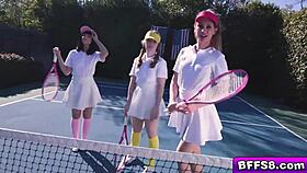 besties at tennis lesson fuck the stud outdoor