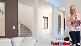 I see this blonde slut takin' a monster schlong orally