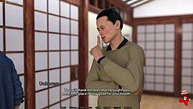 Intense threesome in public onsen with strangers exposes big tits.