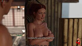 Intense threesome in public onsen with strangers exposes big tits.