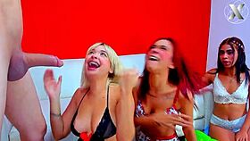 Beautiful Latinas Line Up To Swallow Their Friends Whole Cock!