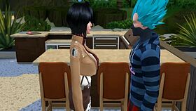 In this parody, Mikasa seduces Vegeta while learning to cook, promising better sex than Bulma