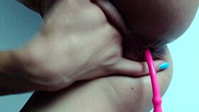 cam girl goes wild with 3 fingers in a solo madness session.