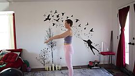 Girlfriend teaches yoga lesson with natural tits