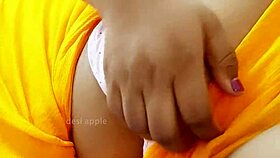 Indian teen with big tits explores her body