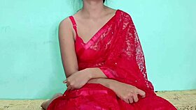 Couple in saree shares intimate homemade touch.