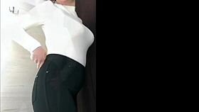 hot milf tries on clothes in the fitting room