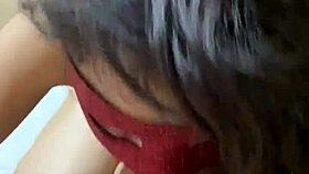 my pretty teen gives oral and handjob with mask on
