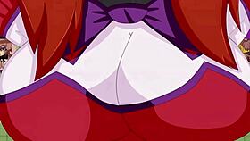 circus baby showing off her big boobs in hentai anime scene