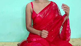 Couple in saree shares intimate homemade touch.