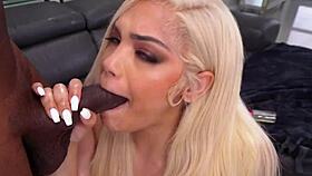 phat ass girl shakes in pool, sucks huge black dick