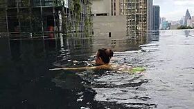 standing up to piss in clubhouse shower, hot pee drips down legs